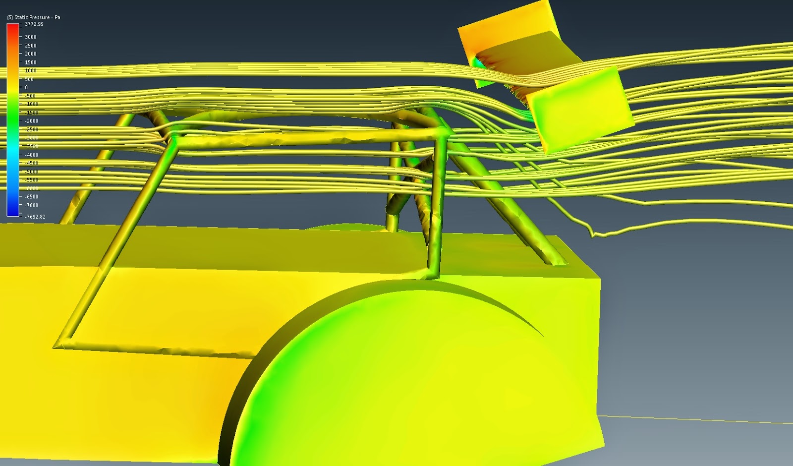 Airfoil behind roll cage CFD analysis — photograph