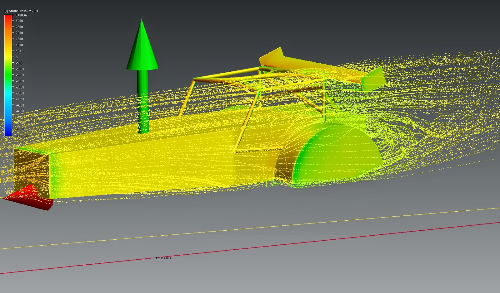 Airfoil behind roll cage CFD analysis 
