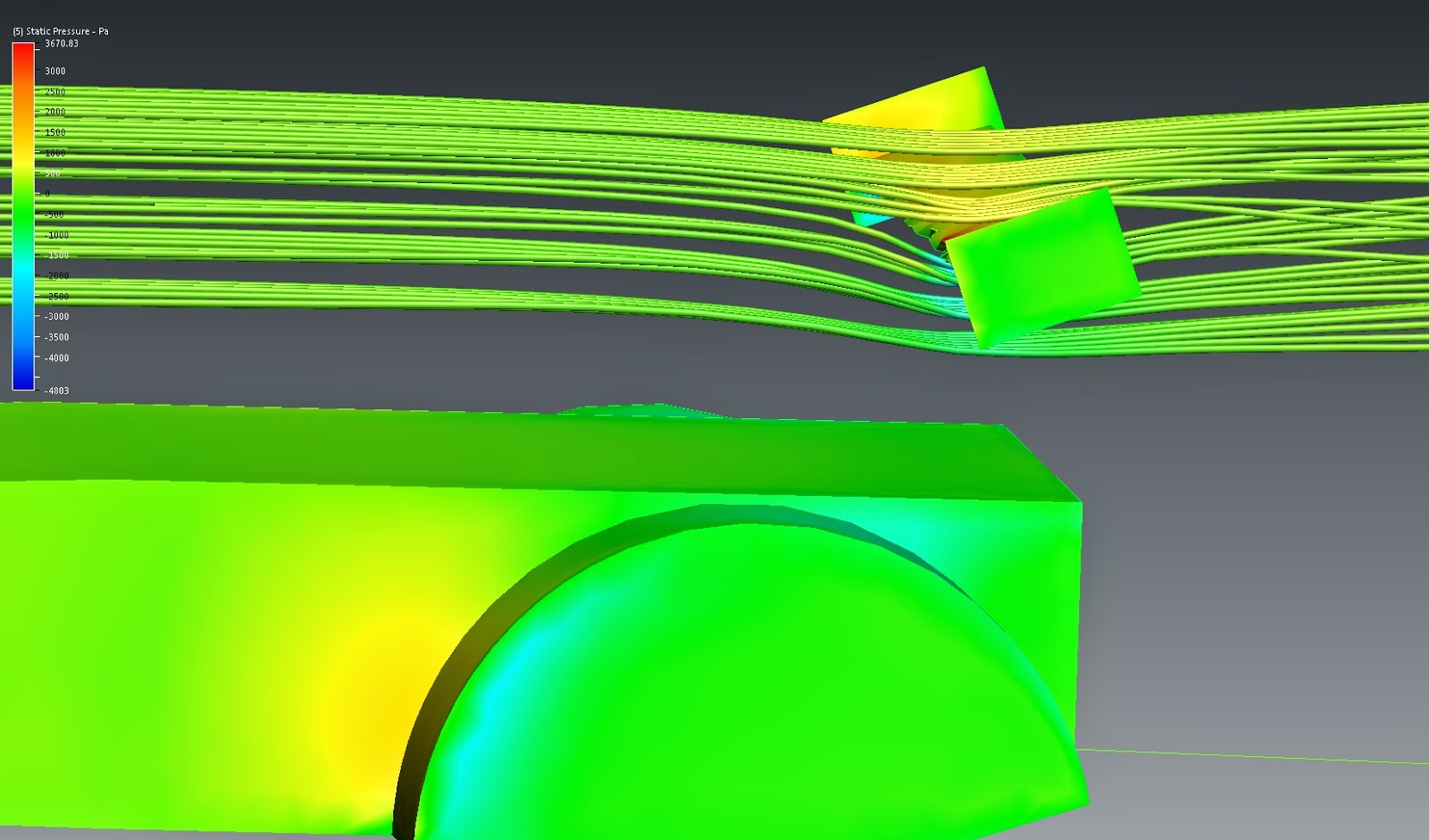 Airfoil behind roll cage CFD analysis — photograph